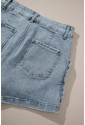 Dusk Blue Studded Acid Wash Jean Shorts