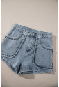 Dusk Blue Studded Acid Wash Jean Shorts