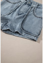 Dusk Blue Studded Acid Wash Jean Shorts