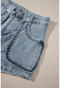 Dusk Blue Studded Acid Wash Jean Shorts