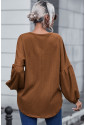 Faux Knit Jacquard Puffy Long Sleeve Top