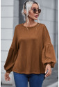 Faux Knit Jacquard Puffy Long Sleeve Top