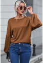 Faux Knit Jacquard Puffy Long Sleeve Top