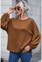 Faux Knit Jacquard Puffy Long Sleeve Top