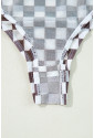 Checkered Long Sleeve High Neck Bodysuit