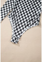 Checkered Long Sleeve High Neck Bodysuit