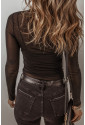 Black Mesh Long Sleeve Slim Fit Bodysuit