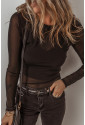 Black Mesh Long Sleeve Slim Fit Bodysuit