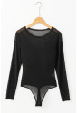 Black Mesh Long Sleeve Slim Fit Bodysuit