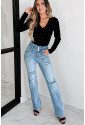 Black Velvet Beaded Long Sleeve V Neck Bodysuit