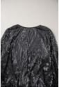 Black Sequin Long Sleeve Wrap Bodysuit