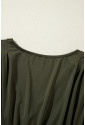 Moss Green Ruched Wrap V Neck Long Sleeve Bodysuit