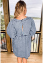 Beau Blue Light Wash High Waist Loose Fit Denim Mini Dress