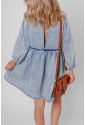 Beau Blue Light Wash High Waist Loose Fit Denim Mini Dress