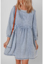 Beau Blue Light Wash High Waist Loose Fit Denim Mini Dress