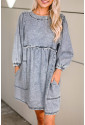 Beau Blue Light Wash High Waist Loose Fit Denim Mini Dress