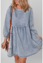 Beau Blue Light Wash High Waist Loose Fit Denim Mini Dress