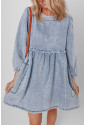 Beau Blue Light Wash High Waist Loose Fit Denim Mini Dress