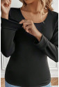 Black Scoop Neck Thermal Top