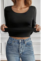 Black Scoop Neck Thermal Top