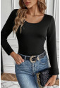 Black Scoop Neck Thermal Top