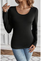 Black Scoop Neck Thermal Top