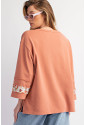  Flower Patch Graphic Exposed Seam Wide Sleeve Top