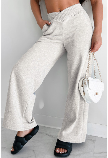 Light Grey Cross-Waist Wide Leg Lounge Pants