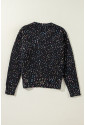 Rhinestone Decor Multicolor Confetti Sweater Cardigan