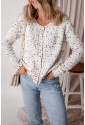 Rhinestone Decor Multicolor Confetti Sweater Cardigan