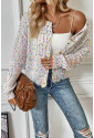 Rhinestone Decor Multicolor Confetti Sweater Cardigan