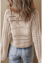 Hollow-out Cable Knit Cropped Sweater