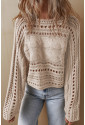 Hollow-out Cable Knit Cropped Sweater