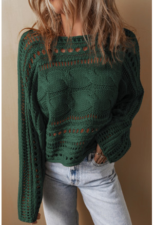 Hollow-out Cable Knit Cropped Sweater