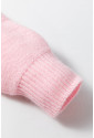 Pink Knitted Flower Pattern Ribbed Edge Sweater