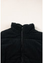 Black Corduroy Stand Neck Zipped Puffer Vest