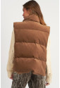 Corduroy Stand Neck Zipped Puffer Vest