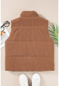 Corduroy Stand Neck Zipped Puffer Vest