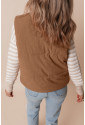 Corduroy Stand Neck Zipped Puffer Vest