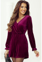 Velvet Surplice Neck Ruffled Sleeve High Waist Romper