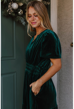 Evergreen Velvet Maxi Dress