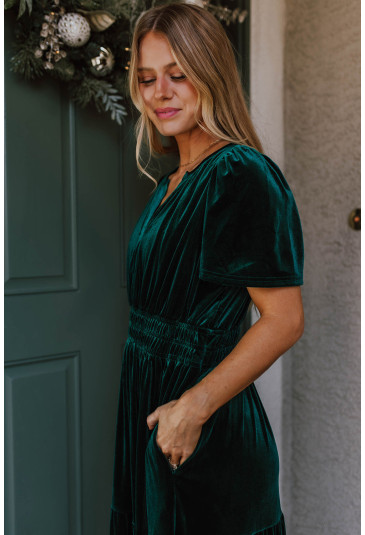 Evergreen Velvet Maxi Dress