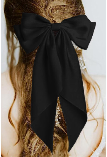 Black Oversized Ribbon Bowknot Satin Hair Clip