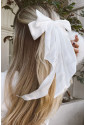 White Oversized Ribbon Bowknot Satin Hair Clip