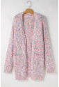 Pink Multicolor Confetti Open Front Knit Cardigan