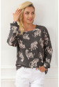 Lively Tiger Print Casual Sweatshirt