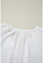 White Eyelet Embroidered V Neck Puff Sleeve Blouse