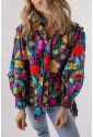 African Print Floral Knot Blouse