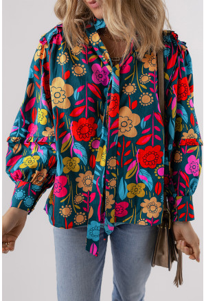 African Print Floral Knot Blouse