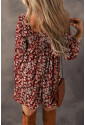 Red Floral Print Sweetheart Neck Shirred Back Mini Dress